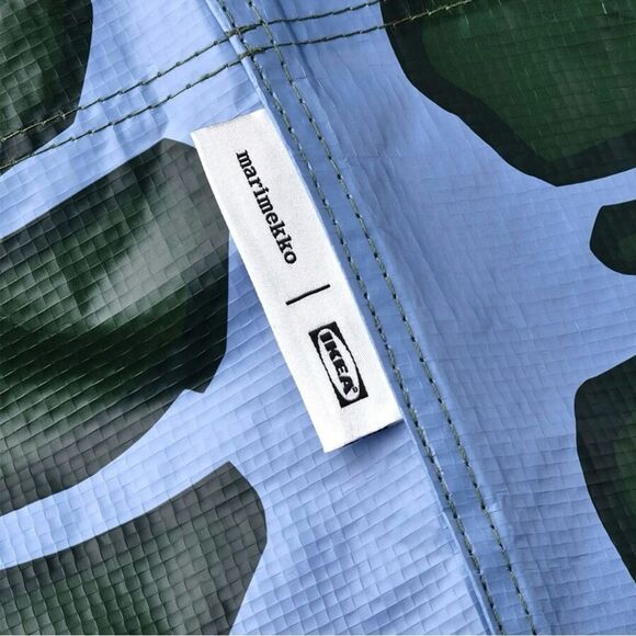 Marimekko IKEA BASTUA Tote Large Blue Green Leaf Pattern Reusable Shopping Tote - Picture 3 of 8